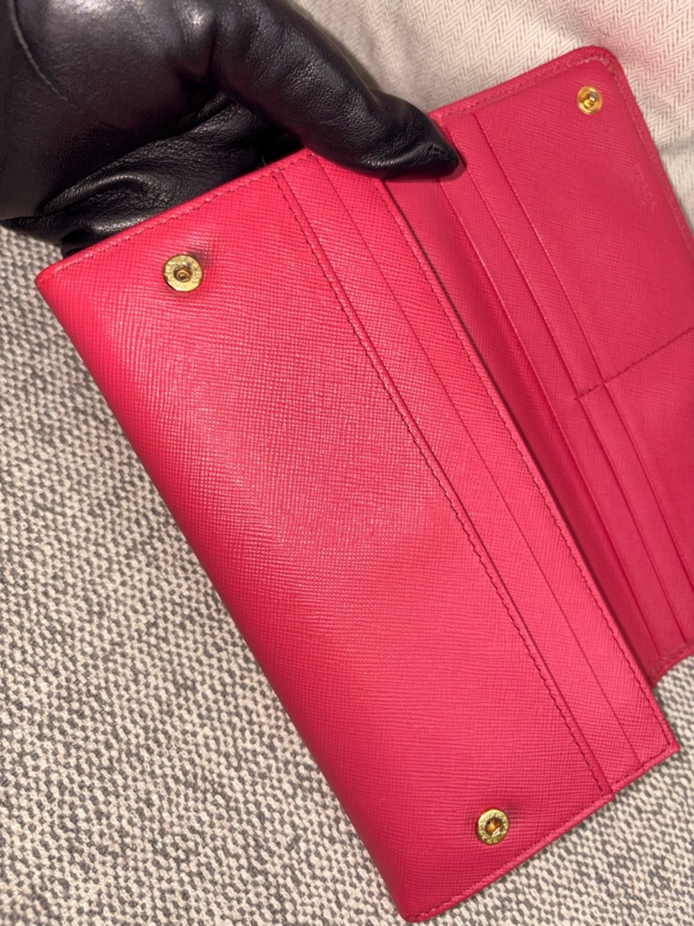 Prada Saffiano Leather Wallet - Fuchsia Pink - Picture 6 of 15